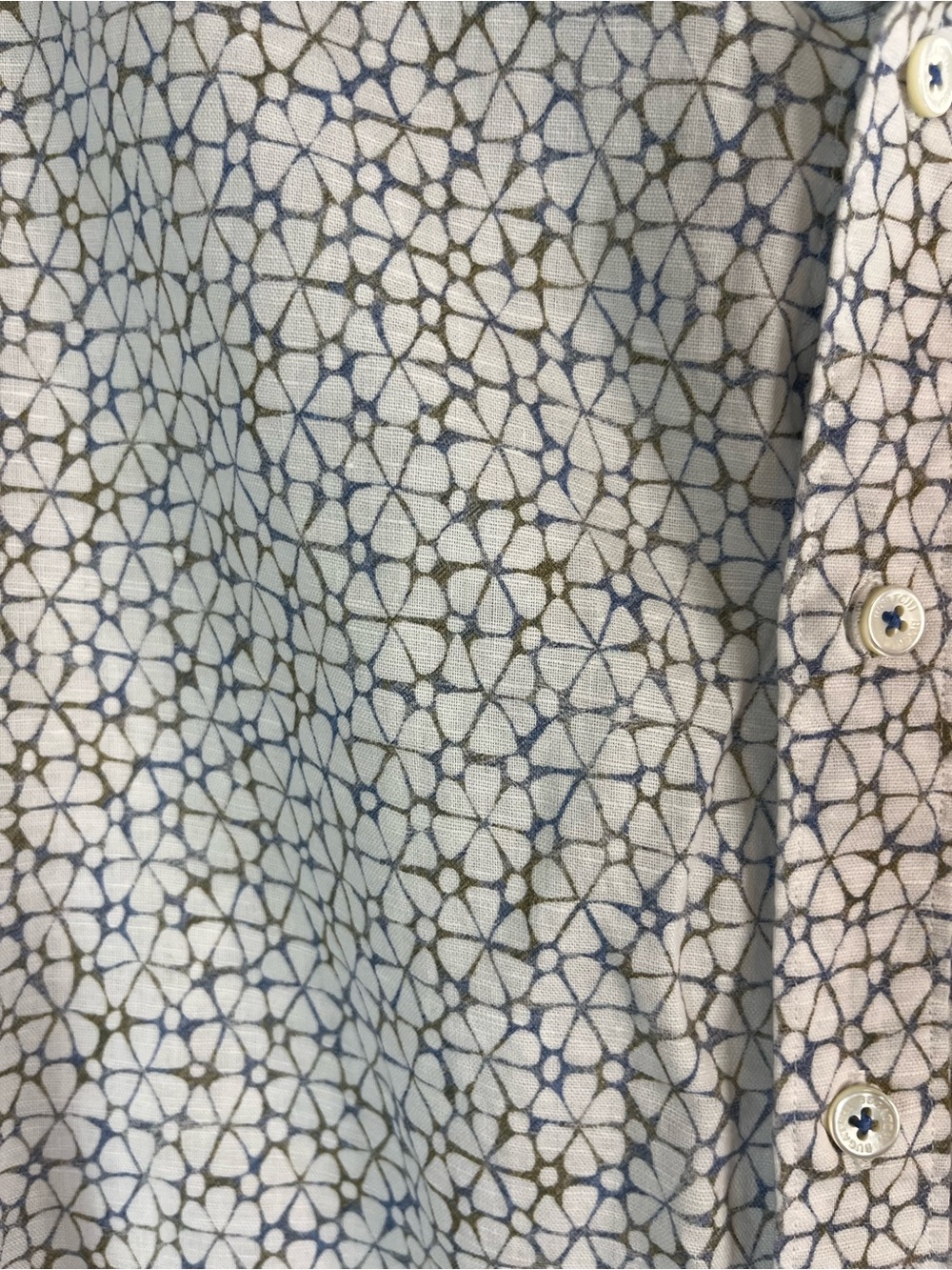Bugatchi Linen Cotton Geometric Print Button Down Shirt XL Lightweight - Picture 2 of 5